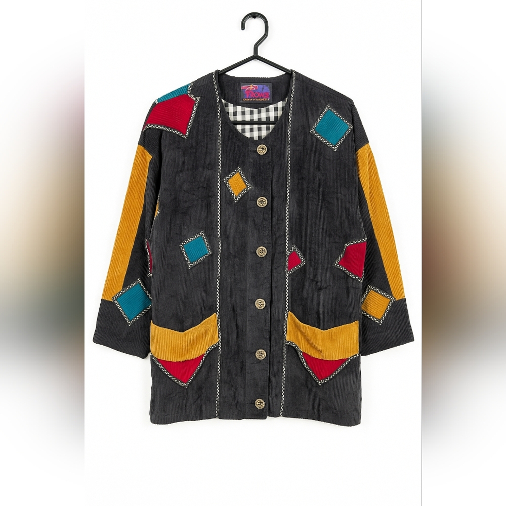 Rare Vintage 80s 90s Red Rover Corduroy Patchwork Jacket - Oversized